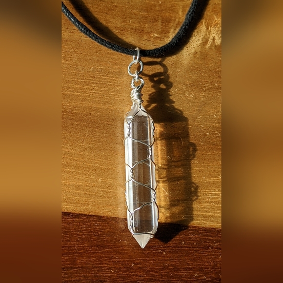Healing Vogel Quartz Point Amulet Handmade Sterling Silver Basket Weave - Picture 13 of 16